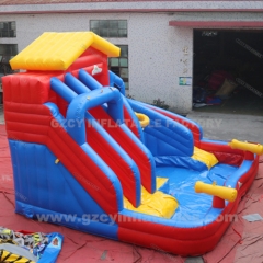 Giant Water Park Inflatable Castle Slide with Pool