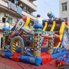 Outer Space Rocket Theme Jump House Moonwalk Inflatable Castle with Slide Combo