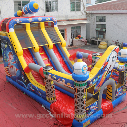 Outer Space Rocket Theme Jump House Moonwalk Inflatable Castle with Slide Combo