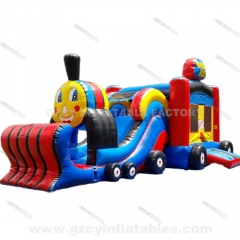Train inflatable bounce house slide combo