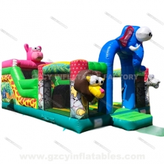 Animal Theme Park Inflatable Castle Slide Combo