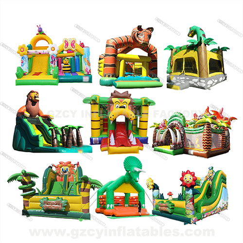 Animal Theme Park Inflatable Castle Slide Combo