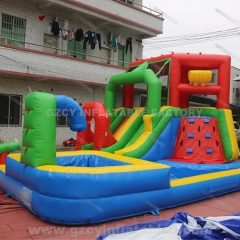 Customized inflatable bouncy castle water slide with pool