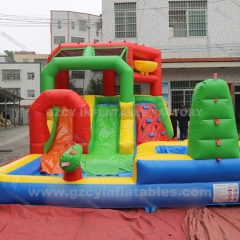 Customized inflatable bouncy castle water slide with pool