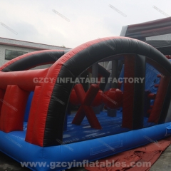 Commercial Large Amusement Park Obstacle Race Inflatable Rock Climbing Wall Slide Combo
