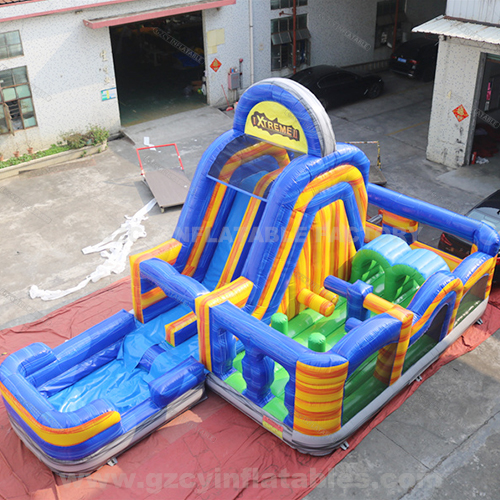 Outdoor Kids Party Large Inflatable Obstacle Course commercial bounce house With Water Slide