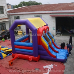 New design cartoon inflatable bouncer double slide bounce house combo