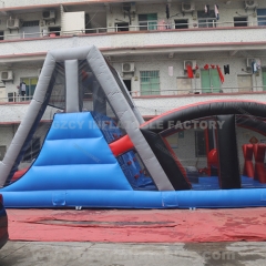 Commercial Large Amusement Park Obstacle Race Inflatable Rock Climbing Wall Slide Combo