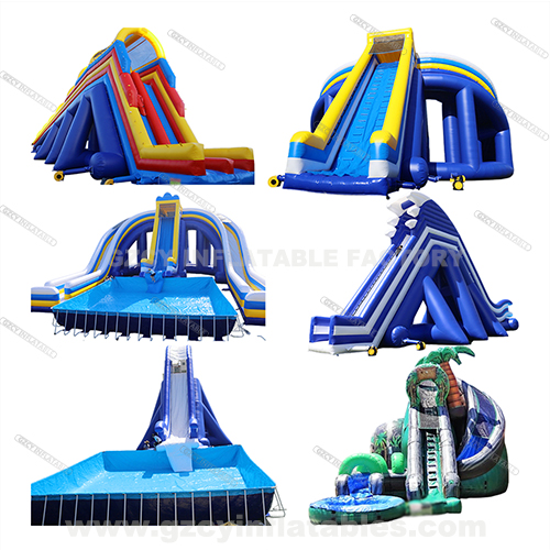 Commercial giant inflatable water slides with pool