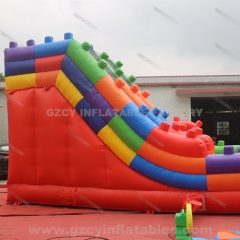Building block inflatable jumping castle slide combo