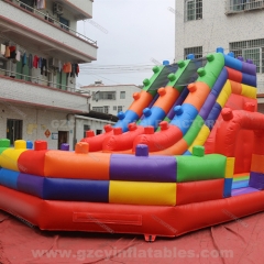 Building block inflatable jumping castle slide combo