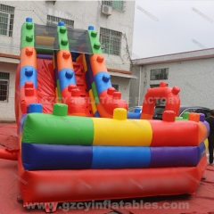 Building block inflatable jumping castle slide combo