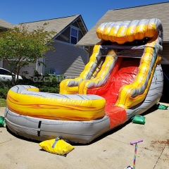 Wave inflatable double lane large dry slide