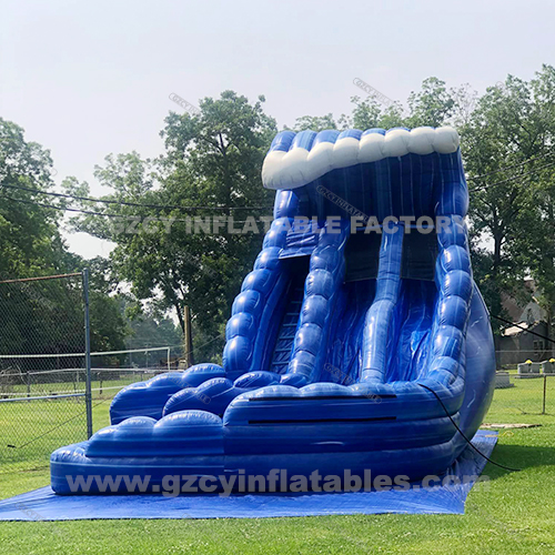 Wave inflatable double lane large dry slide