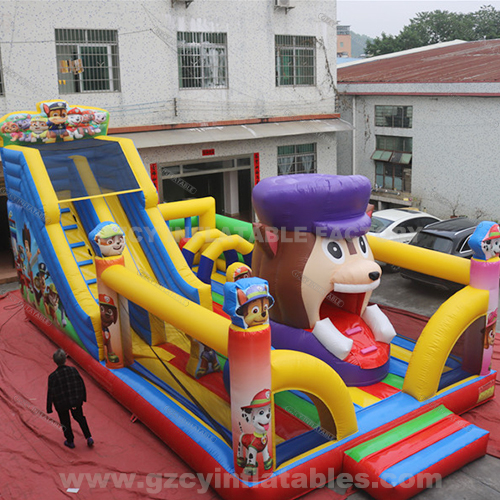 Paw Patrol Theme Amusement Park Inflatable Jumping Castle Slide Combo