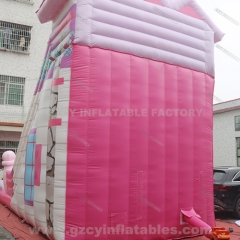 Pink Castle Inflatable Bounce House Water Slide with Pool