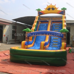 Sun themed jumping castle inflatable water slide pool