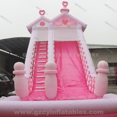 Pink Castle Inflatable Bounce House Water Slide with Pool