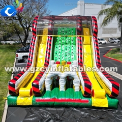 Customized large inflatable slide outdoor inflatable double lane dry slide with rock climbing for kids and adults