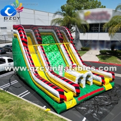 Customized large inflatable slide outdoor inflatable double lane dry slide with rock climbing for kids and adults