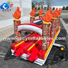Higher Quality Kids Outdoor Game Inflatable dual lane slide with pool Backyard inflatable firefly water slide