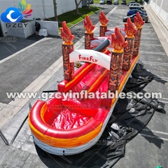 Higher Quality Kids Outdoor Game Inflatable dual lane slide with pool Backyard inflatable firefly water slide