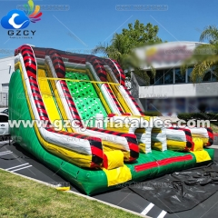Customized large inflatable slide outdoor inflatable double lane dry slide with rock climbing for kids and adults