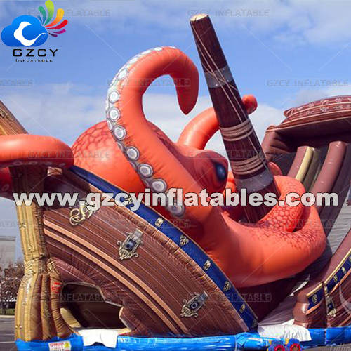 Customized  Inflatable Dual lane Slide Commercial PVC Kids Kraken Inflatable Slide