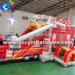 Inflatable BouncCustomizede Combo Fire Fighting Truck Slide Bouncy House for Party Rental