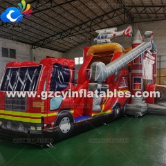 Inflatable BouncCustomizede Combo Fire Fighting Truck Slide Bouncy House for Party Rental
