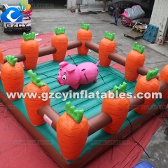 Interactive PVC Inflatable Rodeo Pig Bouncer for Kids with Blower and Repair Kits Included