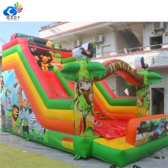 Commercial Jungle Animals Inflatable Slide Bouncy House Jumping Castle for Kids