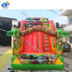 Commercial Jungle Animals Inflatable Slide Bouncy House Jumping Castle for Kids