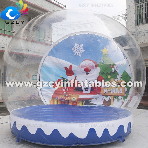 Christmas Decoration Inflatable Snow Globe with Printed Background Blower and Pump