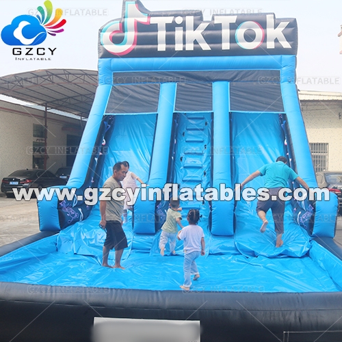 Customized Theme Inflatable Water Slide With Pool