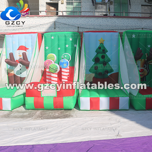 Christmas Theme 4-in-1 Carnival Games Blow up Party Inflatable Games for Kids and Adults Team Building or Event Fun