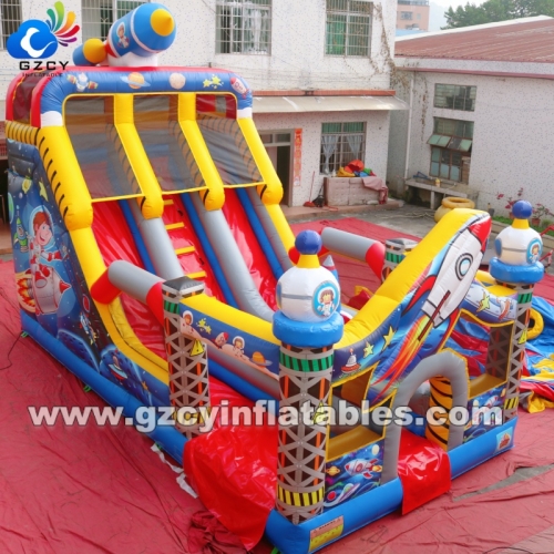 Commercial Grade Pvc Astronaut Inflatable Bounce House with Water Slide Dry Slide with air Blower