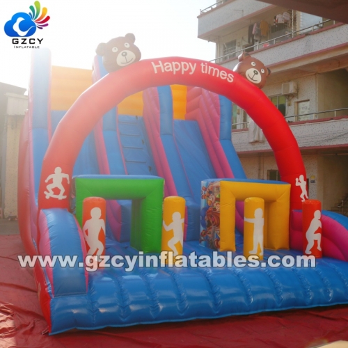 Double-Lane Outdoor Inflatable Spider Man Adventure Park PVC Vinyl Bouncy Slide for Kids