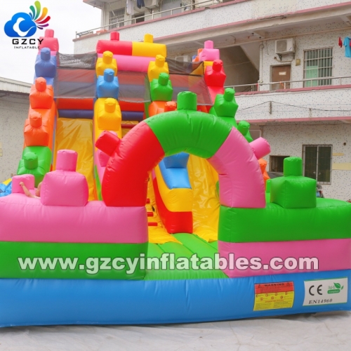 Hot Sale Grade PVC Building Blocks Inflatable Dry Slide Colorful Waterslide Inflatable Water Slide Air Blower Inflatable Castle