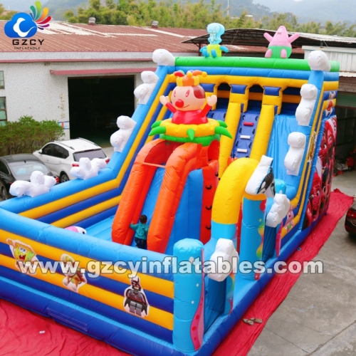 Commercial Grade PVC Outdoor Large Park Equipment Inflatable Dry Dual Lane Slides for Sale