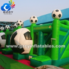 Soccer Themed Inflatable Football Bounce House Bouncy Jumping Castle Combo With Slide