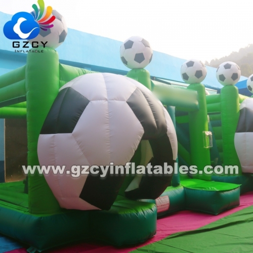 Soccer Themed Inflatable Football Bounce House Bouncy Jumping Castle Combo With Slide