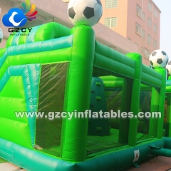 Soccer Themed Inflatable Football Bounce House Bouncy Jumping Castle Combo With Slide