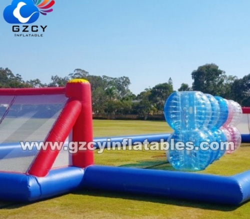 Interactive Inflatable Castle Human Soccer Field & Bubble Pitch Featuring Soccer & Football Games in Pool Field Shape