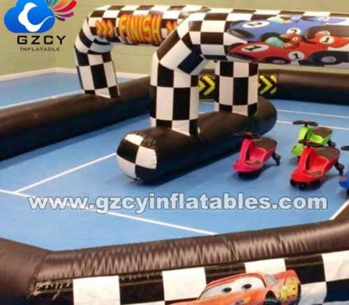 Custom Design High Strength PVC CE Certified Inflatable Go-Kart & Motorcycle Racing Track with Blower Easy Setup