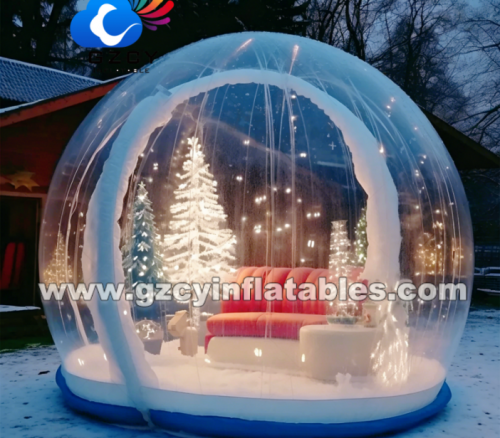 Christmas PVC Inflatable Snow Globe Bounce House with Bubble House Feature for Outdoor Photo Booth Parties
