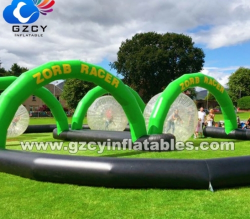 Inflatable Ramp Game, Inflatable Race Track with Rolling Zorb Ball