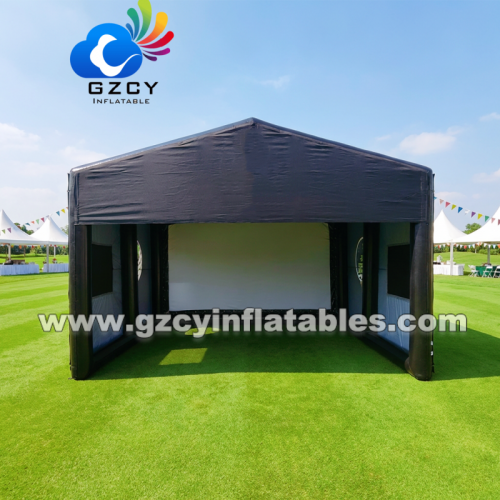 Black Durable Inflatable Golf Simulator Booth with Screen and Blower Portable Training Enclosure Tent for Indoor/Outdoor Events