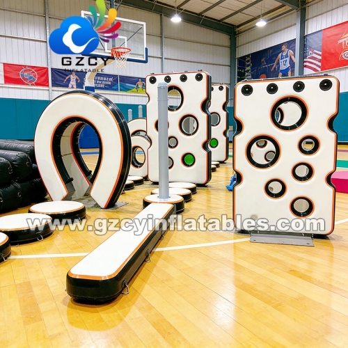 Wholesale Cheap Air Track Crawl Bridge Ninja Warrior Obstacles Course Sport Park Inflatable Swing Steps for Trampoline Park