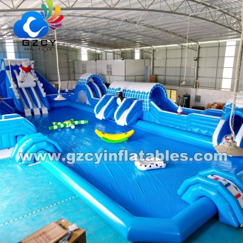 Hot Sale Commercial Spaceman Theme Inflatable Bounce Castle Water Park Swimming Pool with Slide for Kids Outdoor Playground